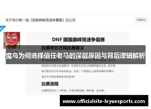 魔鸟为何选择信任老马的深层原因与背后逻辑解析